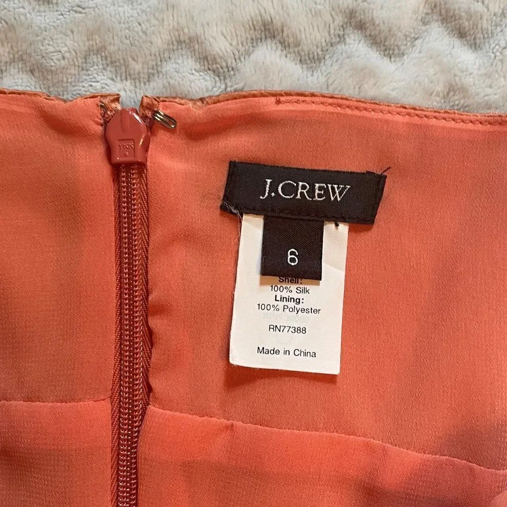 J. Crew 100% silk orange slip dress. Like new.